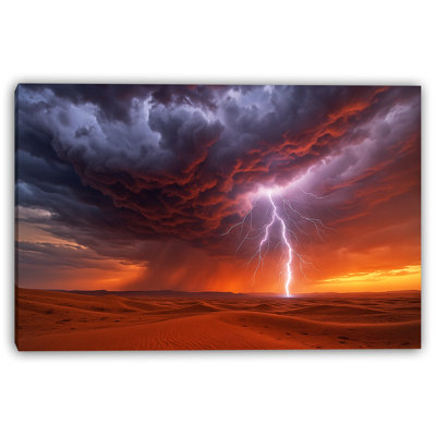 Desert Lightning Storm - Wrapped Canvas Wall Art