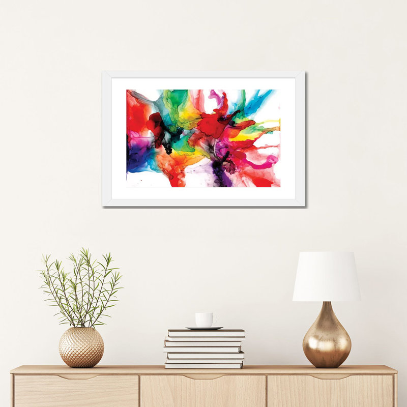 « Jeweltone Prism II » par Jennifer Goldberger-impression, H 16 po x l 24 po x P 1 po, Papier encadré blanc