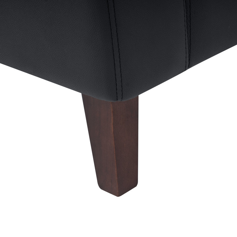 Commercial Modular Armless Middle Chair With Solid Wood Legs, Black