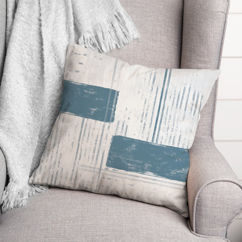 Geometric Outdoor Reversible Throw Pillow, Blue