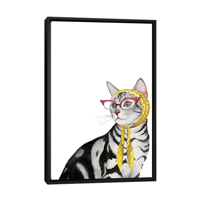 «Cool Cat III», impression sur toile, H 26 po x l 18 po x P 1,5 po, Toile avec cadre noir, Pas de tapis