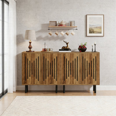 Sideboard Buffet Cabinet Set Of 2, Storage Cabinet With Adjustable Shelves & Doors