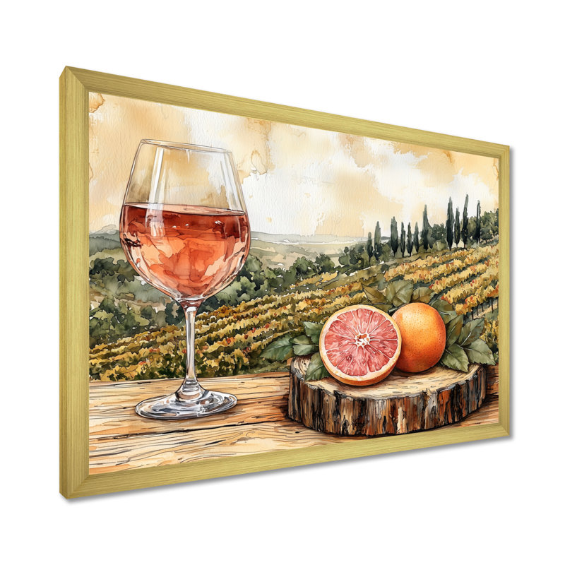Birtie - Vineyard, art mural, H 30 po x l 40 po, Reproduction encadrée d'une seule photo, Or