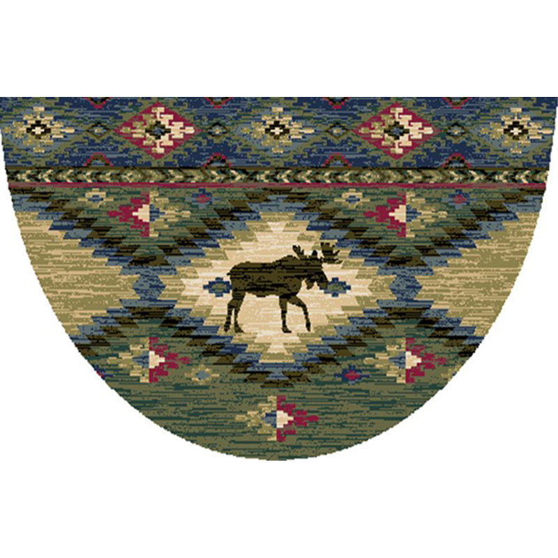 Tapis de cuisine Cozy Cabin Yukon, Demi-cercle 1 pi 7 po x 2 pi 7 po, bleu