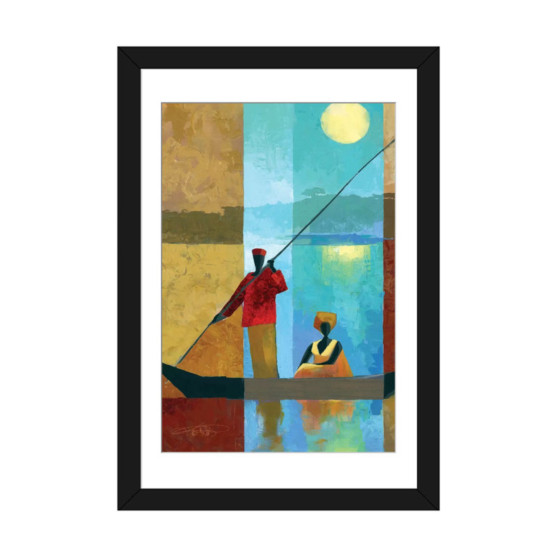 «On the River II», impression sur toile, H 24 po x l 16 po x P 1 po, Papier d'art encadré noir, Blanc