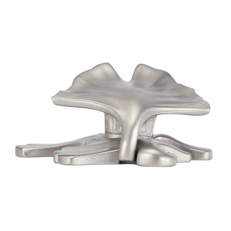 ARTS & CRAFT GINKGO KNOB IN PLATE, Satin Nickel 