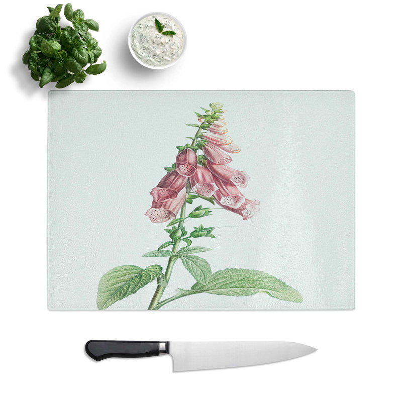 Glass Foxglove Flowers in Pink by Pierre-Joseph Redoute Chopping Board, 39 cm W x 28.5 cm L
