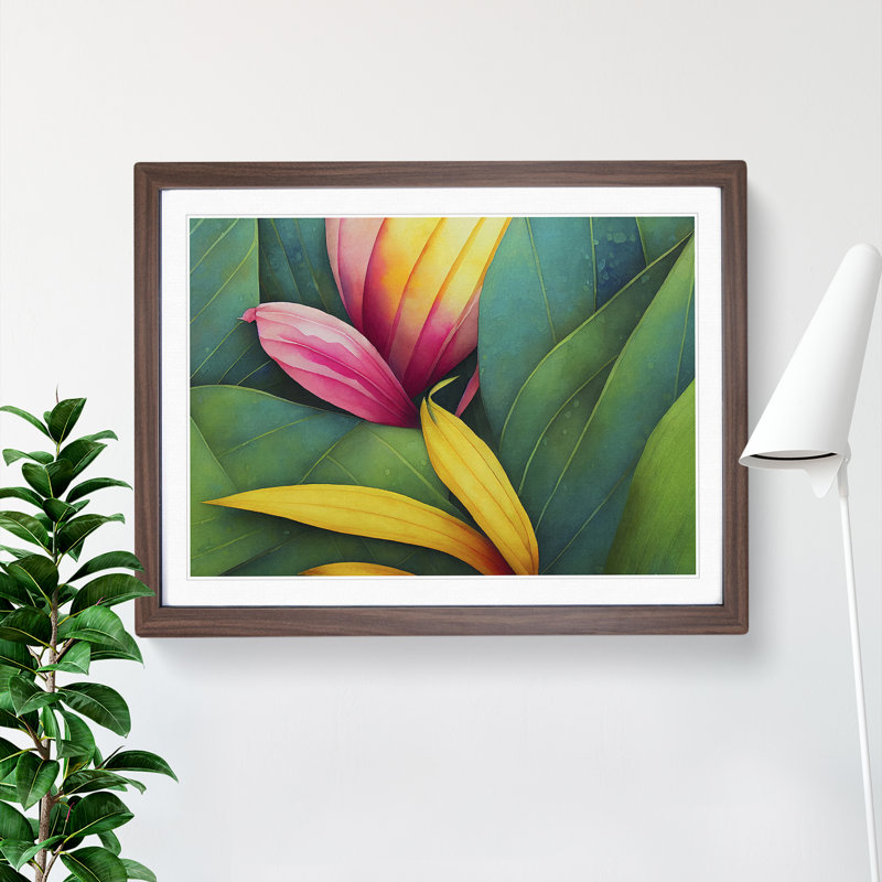 Jungle Flowers Vol.1 - Framed Print, 46cm H x 64cm W x 2cm D, Walnut