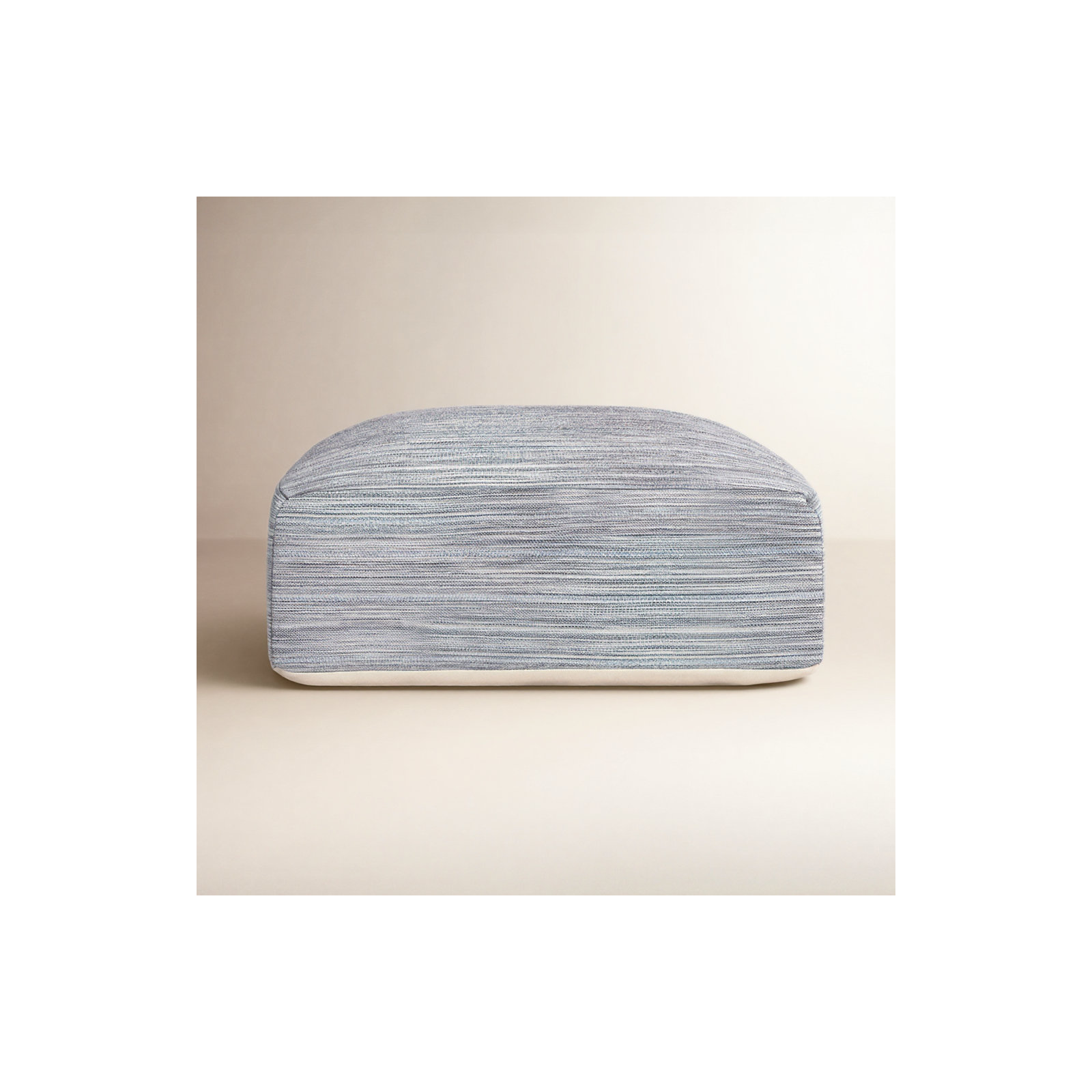 Talya 36" Wide Square Striped Pouf Ottoman, Blue
