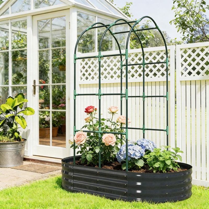 Lit de jardin surélevé pour l'extérieur, bacs à fleurs, bacs à plantes en treillis arqués