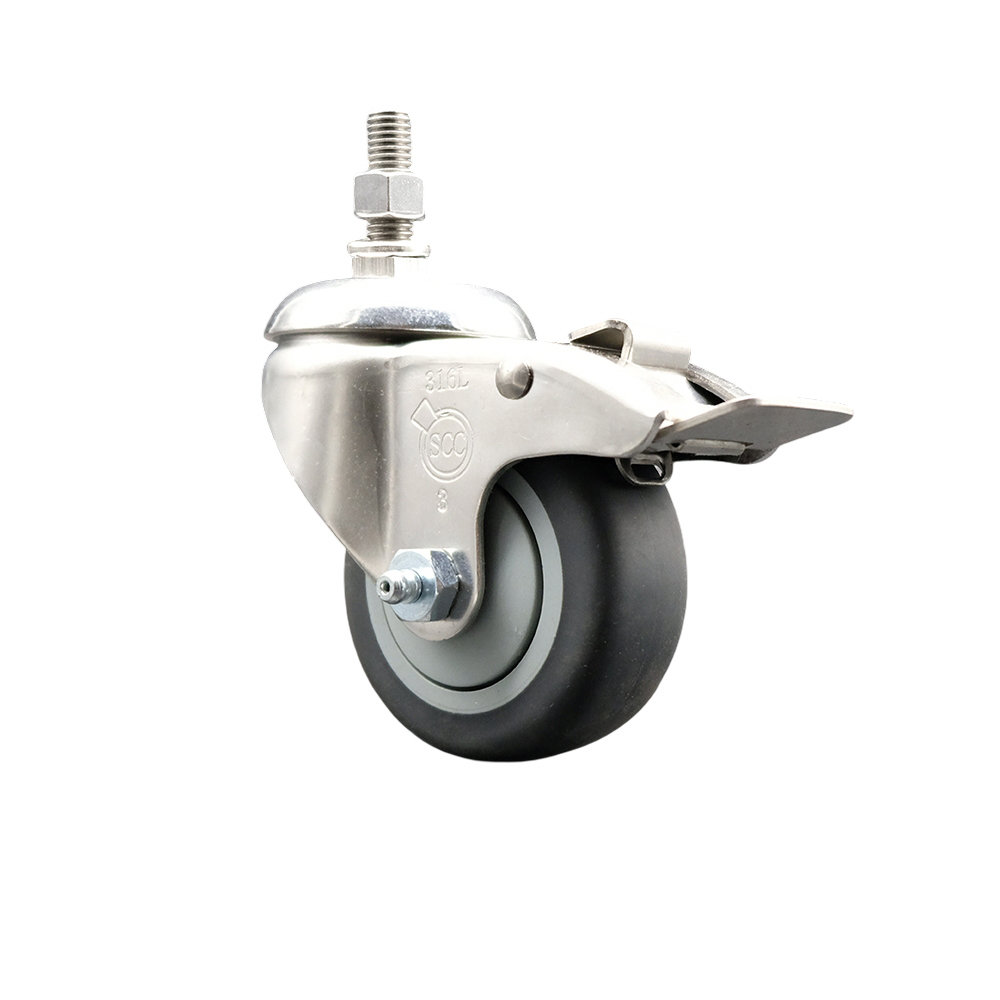 Service Caster 316SS Thermoplastic Rubber Swivel Stem Caster Total Lock ...