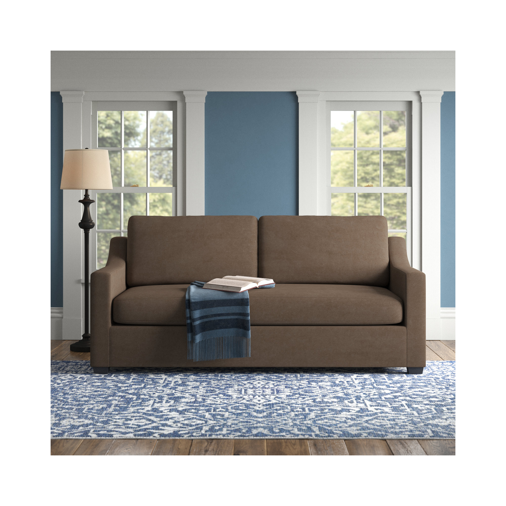 Cranbrook 88'' Upholstered Sofa, Bella Cocoa Performance Velvet