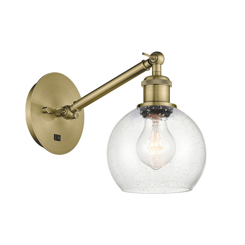 Applique murale 1 lumière 6 po Shauna., Ampoule non incluse, Laiton antique
