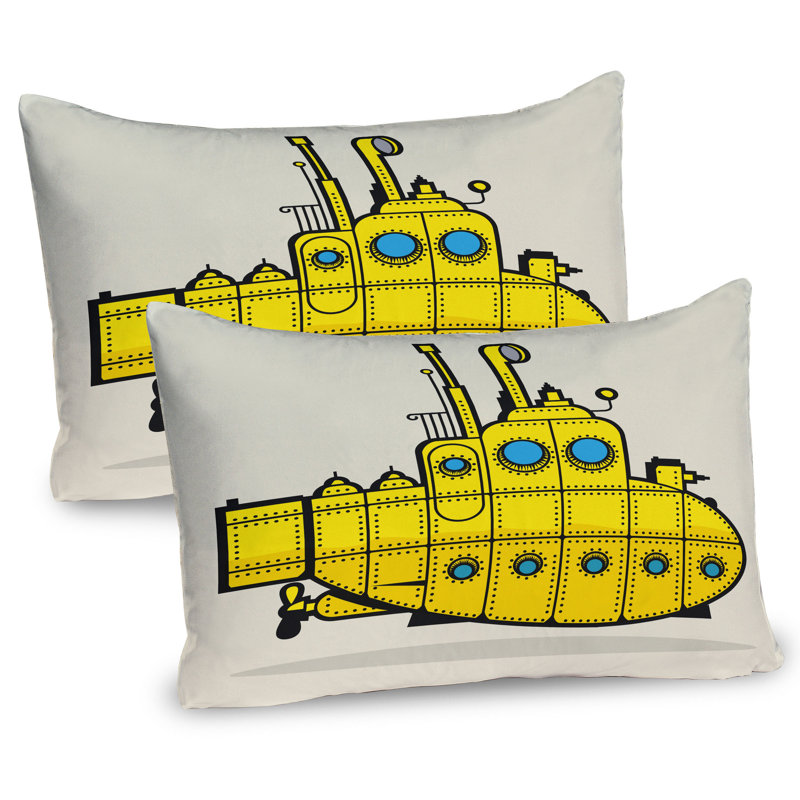 Ensemble de 2 taies décoratives Ambesonne Yellow Submarine, H 20 po x l 26 po