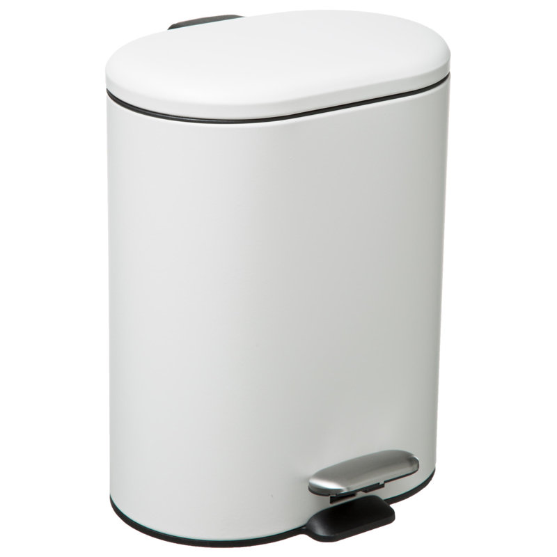 Siliflex Steel Step On Kitchen Trash Can - 6L, White