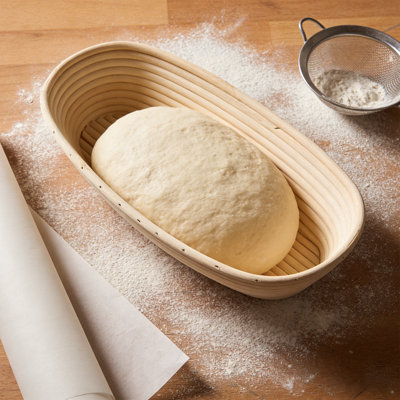 Oval Banneton Proofing Basket with Liner Hand Woven Rattan Sourdough Bread Rising Bowl for Home & Artisan Baking