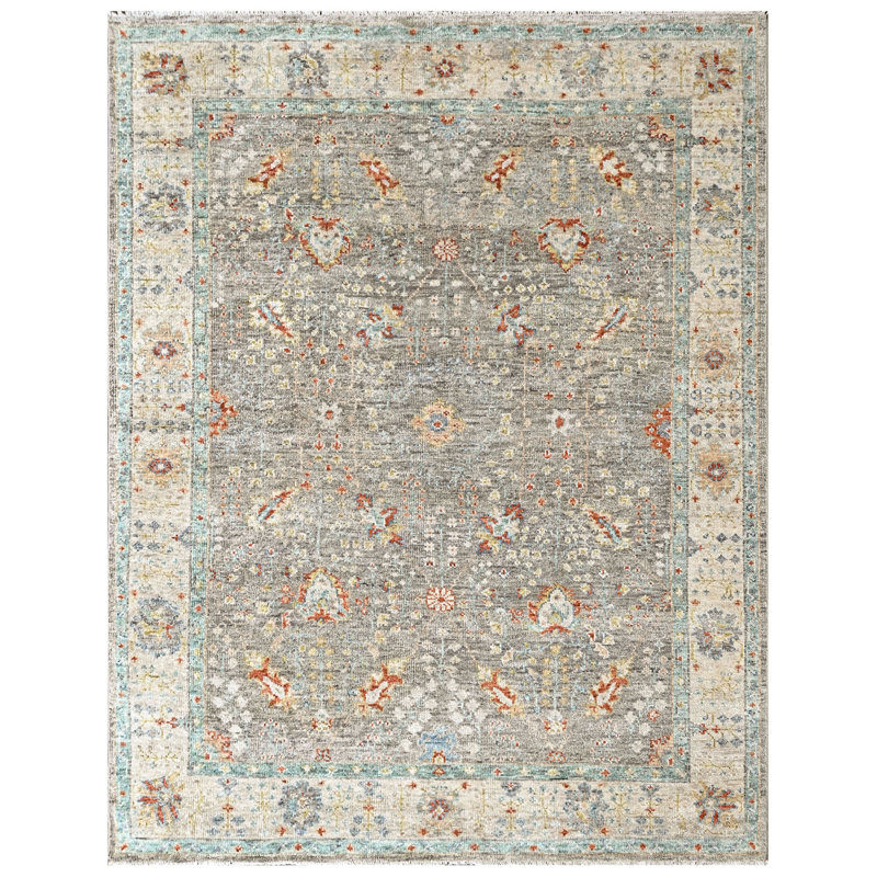 8'9''x11'11'' Hand Knotted Wool Gray Oushak Transitional Rug