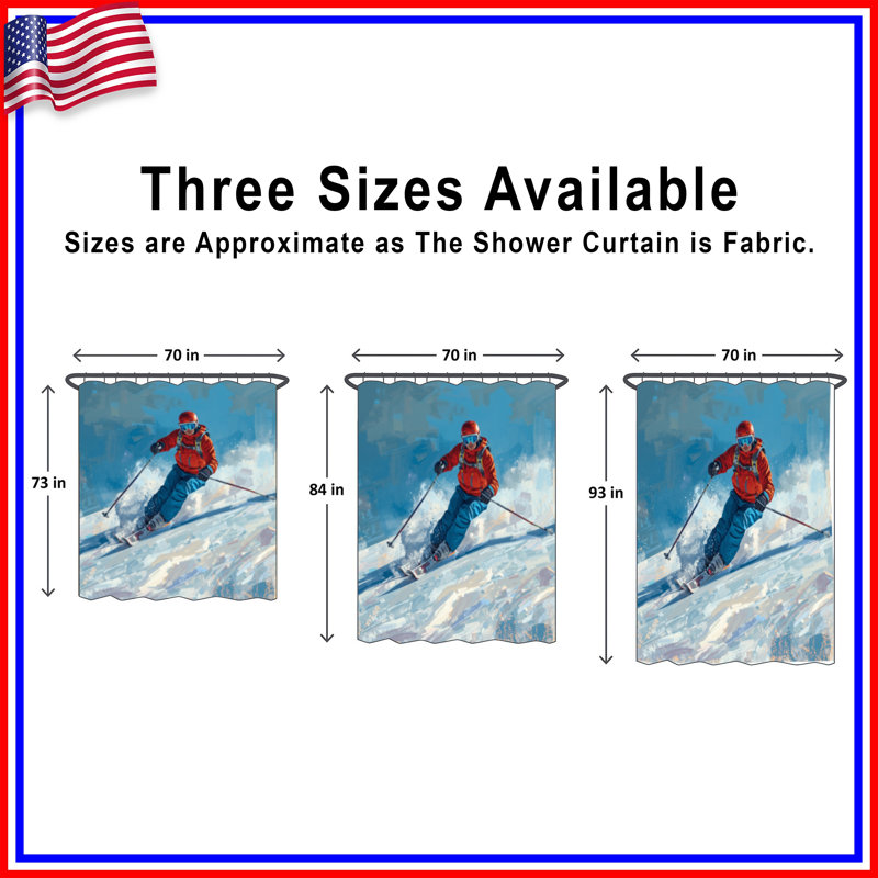 Rideaux de douche Skier In Action, L 70 po x H 84 po