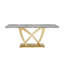 Table de salle à manger rectangulaire 70 po, table de salle à manger en marbre pour 6 personnes 70 po, grande table de cuisine moderne en marbre