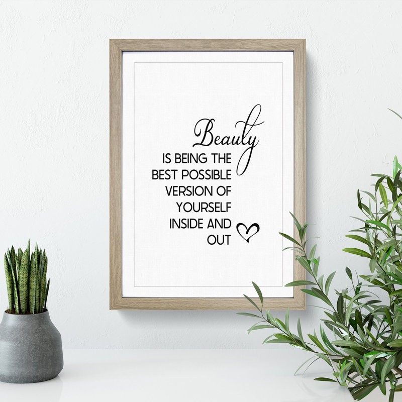 Beauty Is - Picture Frame Typography, 48cm H x 36cm W x 2cm D, Oak