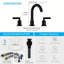 Robinet pour salle de bain à 2 poignées, noir mat, robinet de lavabo surdimensionné, 3 trous, robinet pivotant à 360 °, robinet de lavabo moderne, 8 pouces