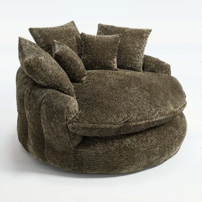 Fauteuil de 55 po de long en mousse de polyester, canapé-lit rond surdimensionné pour les salles de détente et de projection, chaise longue large avec coussins