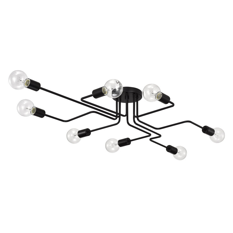 Helsinki 8-Light 45" Black Sputnik Linear Semi Flush Mount