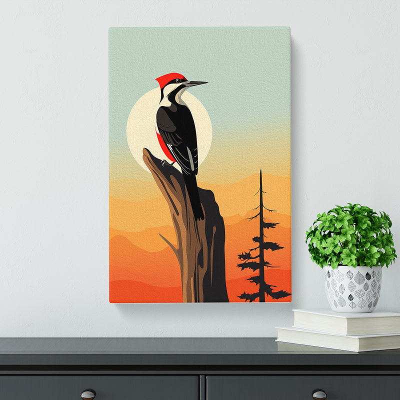 Woodpecker Minimalism - No Frame Print, 50cm H x 35cm W x 3cm D
