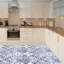 Walls Lisbon Blue Tiles Melange Floor Sticker - 120cm x 60 cm