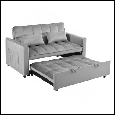 Convertible Sofa Bed,3-In-1 Pull Out Couch Bed With Reclining Backrest And Pillows,Sofa Bed Chair Full Convertible Sleeper Loveseat For  Living Room, Home Or Office