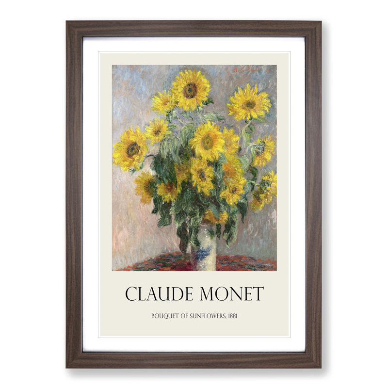 Bouquet of Sunflowers by Pierre-Auguste Renoir - Picture Frame Art Prints, Walnut, 36cm H x 27cm W x 2cm D