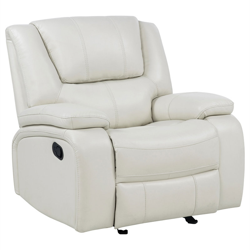 Fauteuil inclinable et oscillant rembourré en similicuir blanc