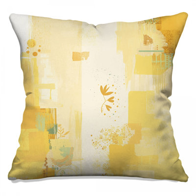 Abstract Yellow Brushstrokes Double Sided Throw Pillows