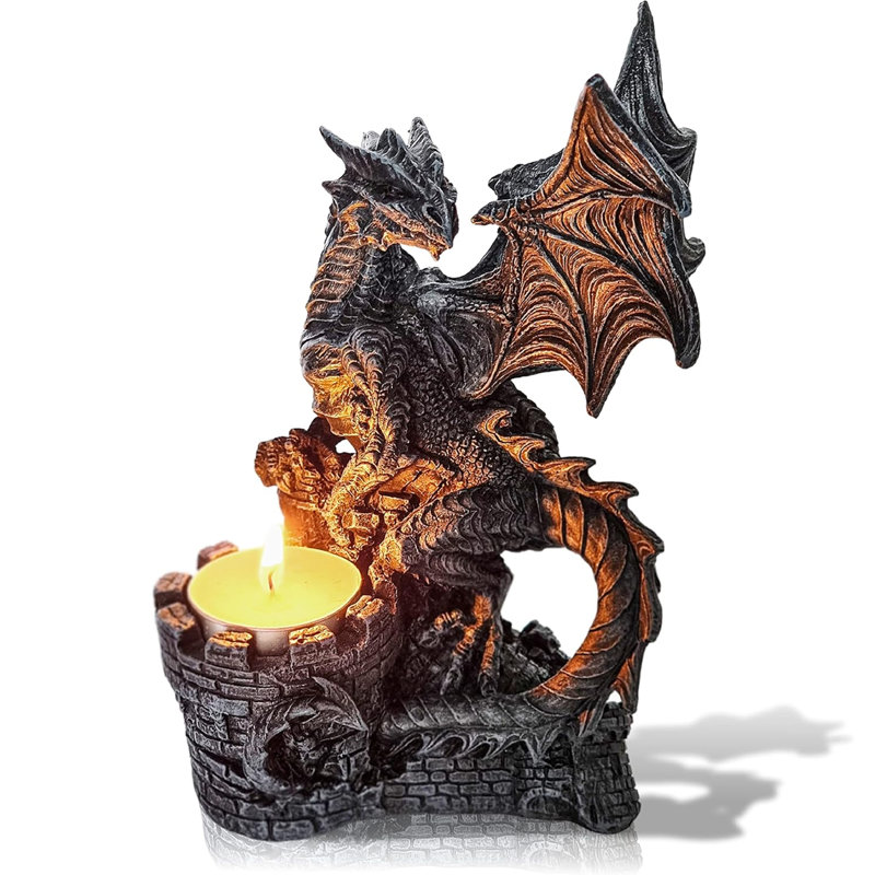 Statue de dragon avec bougeoir