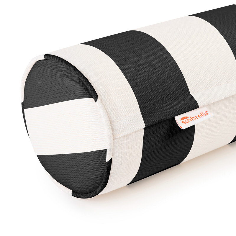 Striped Sunbrella® Outdoor Reversible Throw Pillow, Black