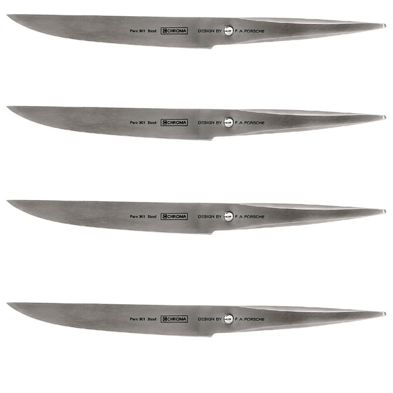 Chroma Type 301 Stainless Steel, 4-Piece Set (4 Steak Knives)