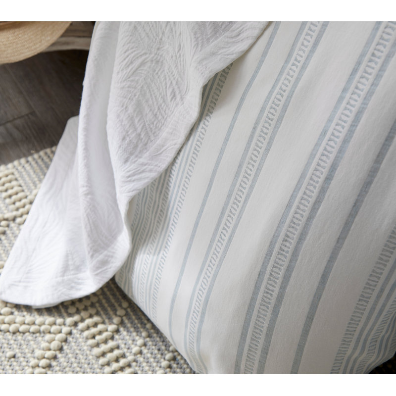 Saltwater Duvet Set – White & Pale Blue Cotton | 1 Duvet Cover + Euro Shams | Inserts Not Included