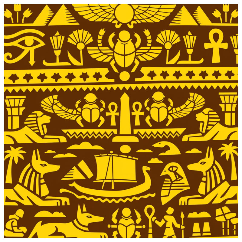 Tapis de bain à motif de symboles égyptiens, L 34 po x L 21 po