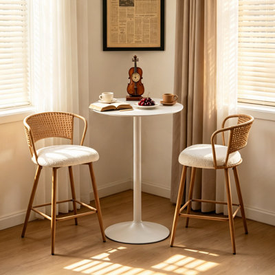 Table de bar ronde, table à manger moderne, table à manger, plateau en MDF et piètement en fer peint mat, table à manger ronde, table basse médiévale pour salon (61 cm), cuisine familiale, petit espace