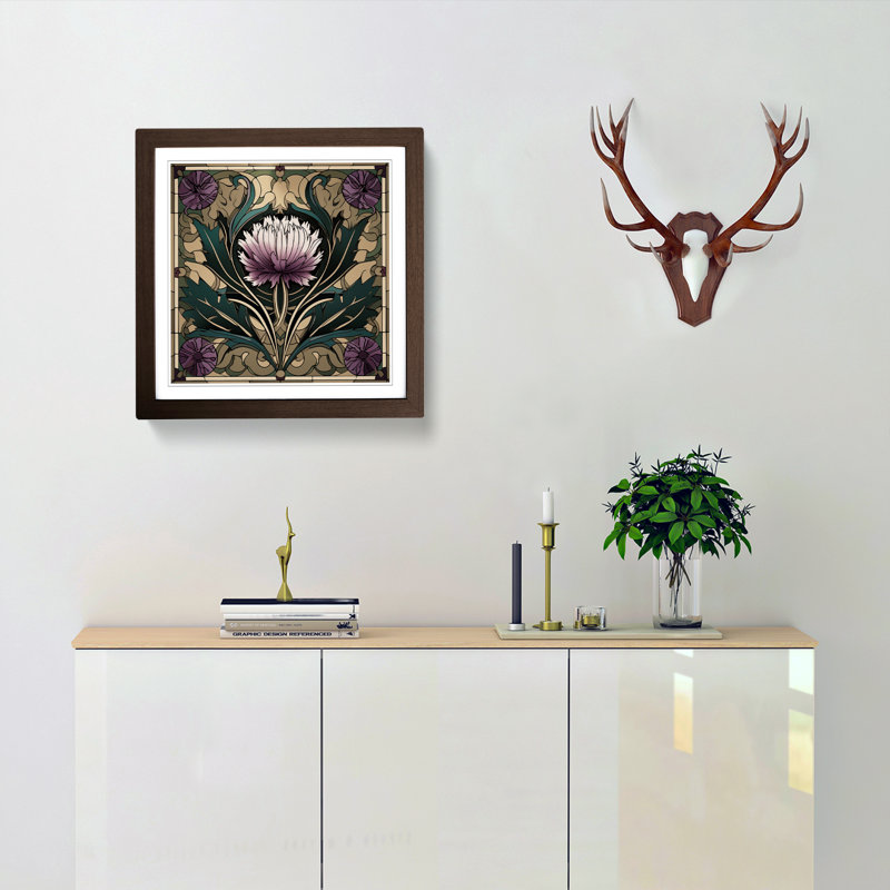 Thistle Art Deco No.1 - Framed Print, Walnut