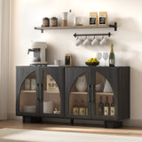 63" Sideboard Buffet Cabinet With Storage,Arched Cabinet with Adjustable Shelves,Credenzas for Living Room,Entryway,Kitchen