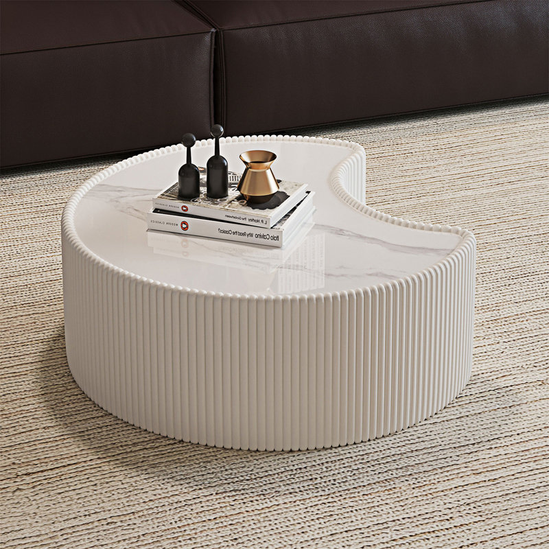Table basse, H 14,97 po x l 29,54 po x P 29,54 po, Blanc / blanc crème