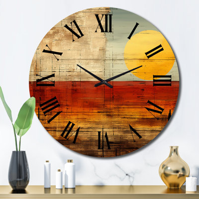 Nostalgia Sunset Full Moon Rising - Modern Geometric Wall Clock