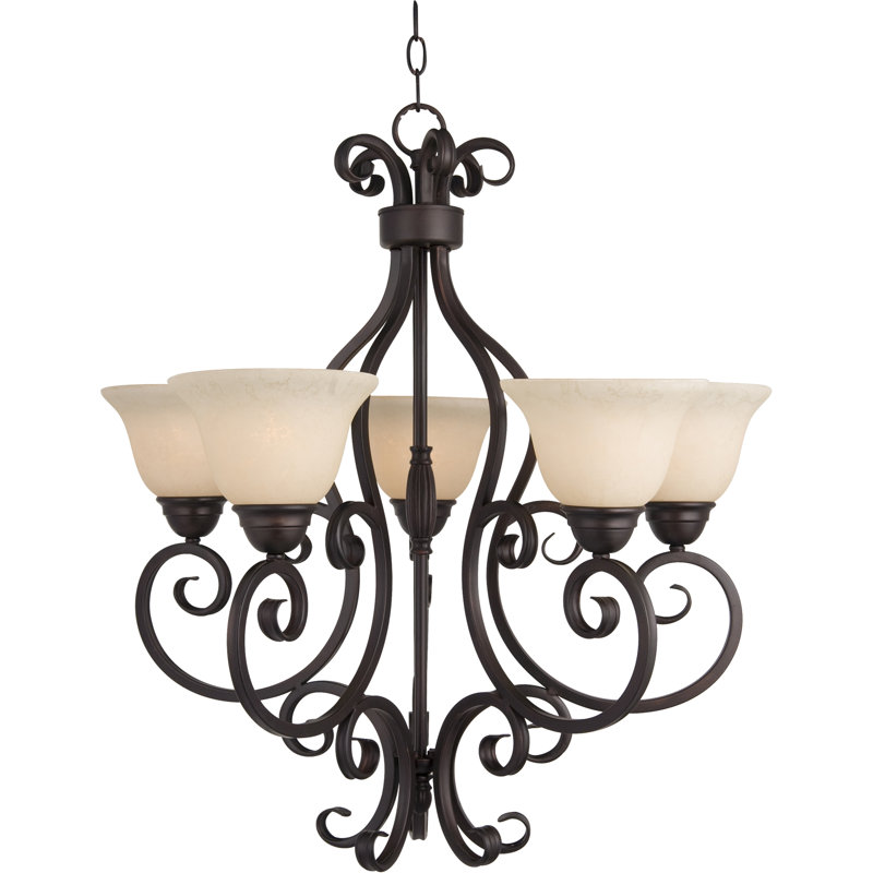 Lustre empire 5 lumières Amelia, Bronze huilé