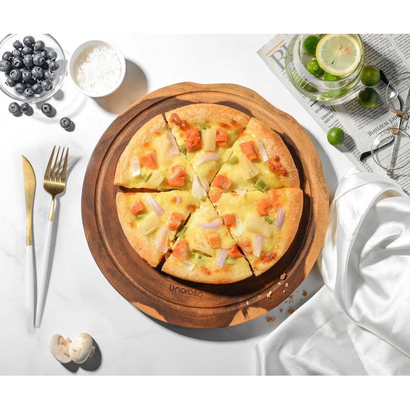 Acacia Wood Round Cutting Board with Juice Groove, 12-inch