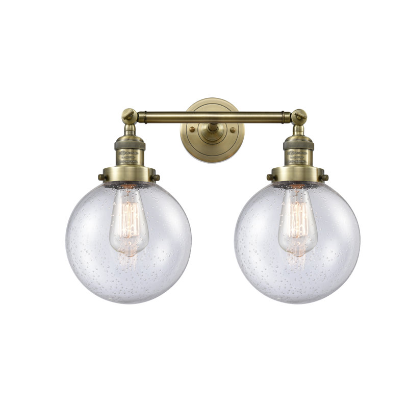 Clementina 2 - Light Dimmable Vanity Light, 6 Watt Vinage LED Bulb, Seedy, Antique Brass