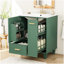Meuble-lavabo 24 po avec lavabo, armoire de salle de bain avec tablette de porte, tiroir profond, panier coulissant à 2 niveaux, structure en bois massif et panneau de fibres à densité moyenne, un paquet, vert