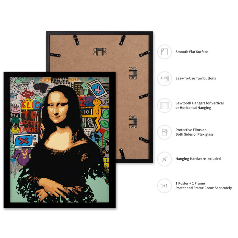 Portrait de la Joconde, Black Framed, Poster, 11"H x 14"W