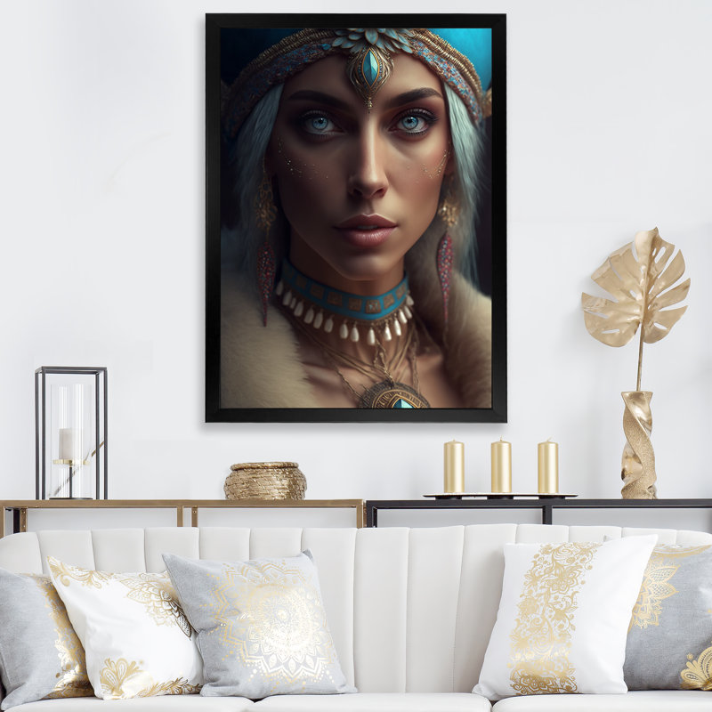 Femme aux yeux bleus V sur toile, Cadre photo noir, H 20 po x l 12 po x P 1 po