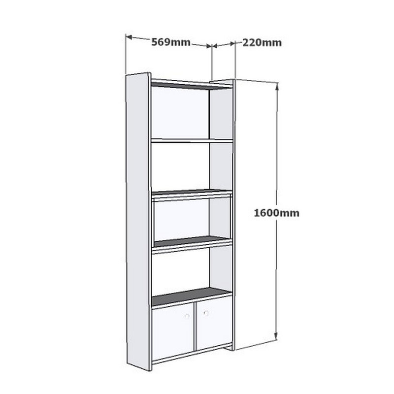 Bibliothèque standard Jacque H 63 "x l 22,44"